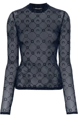 Marine Serre Moonogram mesh longsleeved top