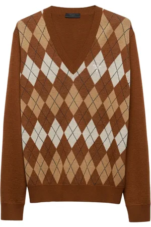 Prada Argyle intarsia-knit jumper