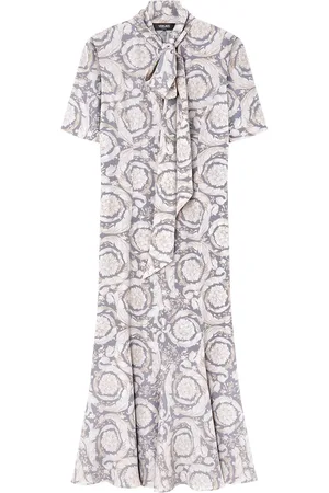 VERSACE Barocco Lavallière silk midi dress