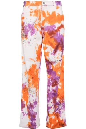 Des Phemmes Tie-dye crystal-embellished jeans