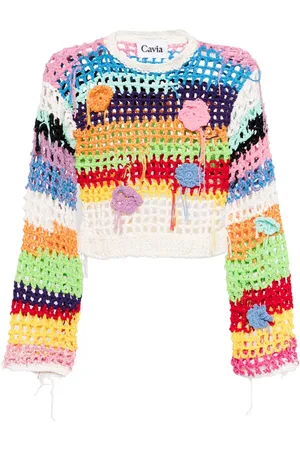 Cavia Striped crochet-knit jumper