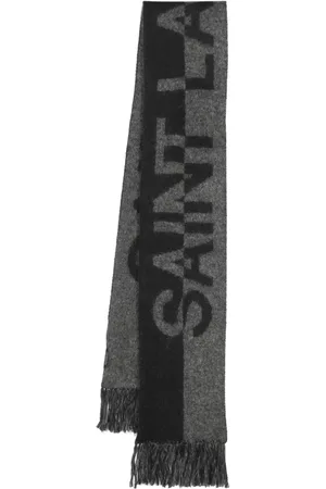 Saint Laurent Logo-intarsia fringed scarf