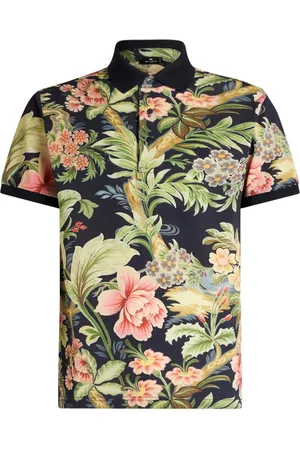 Etro Floral-print cotton polo shirt