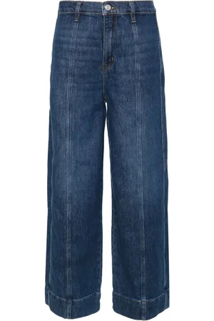 Frame Seamed high-rise wide-leg jeans