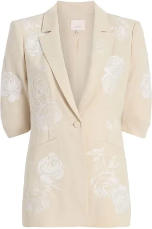 Cinq A Sept Embroidered floral short sleeve blazer