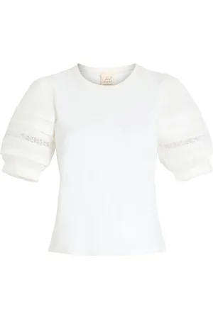 Cinq A Sept Corianna ruffle-detail cotton T-shirt