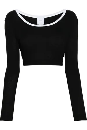 Patou Logo-appliqué ribbed crop top