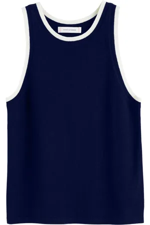 Chinti & Parker Contrasting-trim embroidered-detail tank top
