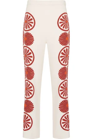 La DoubleJ Medallion-print cropped trousers