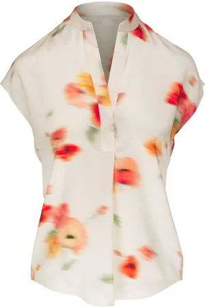 Vince Floral-print V-neck silk blouse