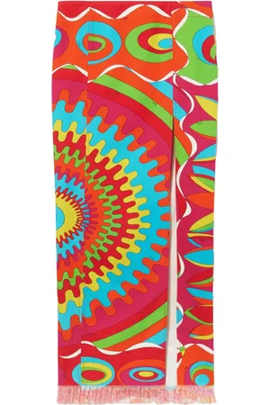 Puccini Geometric print frayed maxi skirt