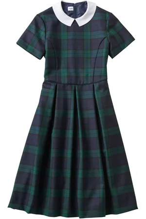 Familiar Check-pattern cotton-blend dress