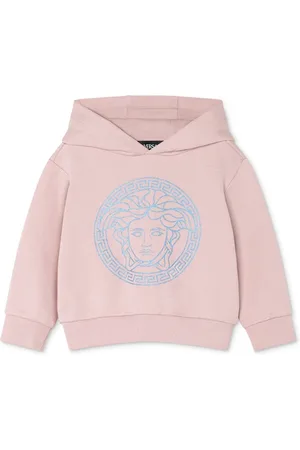 Versace Kids logo-embellished cropped hoodie - Pink