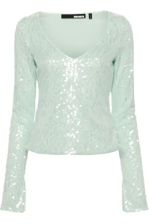 ROTATE Sequinned mesh longleeved T-shirt