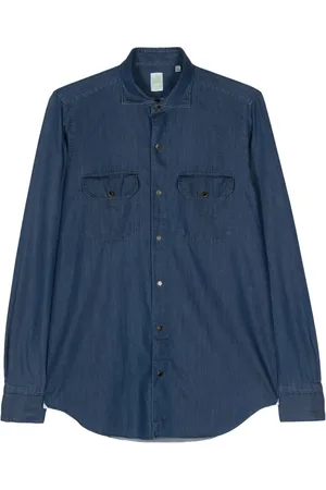 Finamore Press-stud chambray shirt