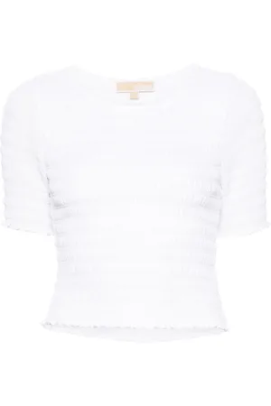 Michael Kors Ruffled-trim smocked T-shirt