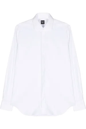 Xacus Cutaway-collar poplin shirt