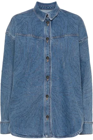 ROTATE Crystal-embellished denim shirt
