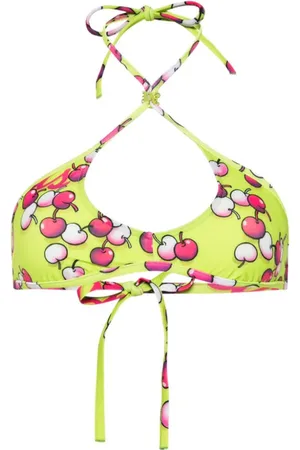 Palm Angels Cherry-print bikini top