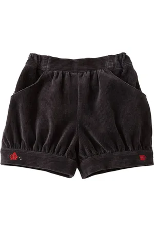 Familiar Logo-embroidered corduroy shorts
