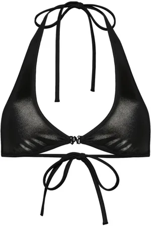 Palm Angels Monogram-plaque bikini top