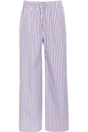 Palm Angels Logo-tag striped straight trousers