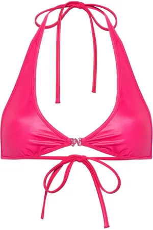 Palm Angels Monogram-plaque bikini top