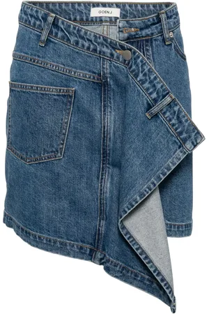 GOEN.J Asymmetric draped denim skirt