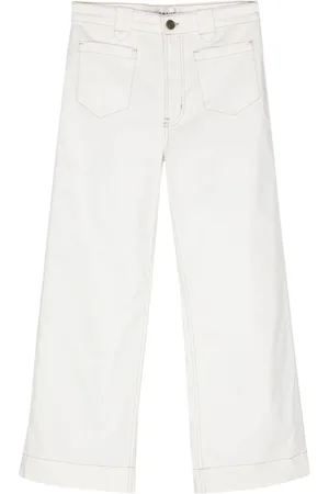 Frame Contrast-stitching straight-leg jeans