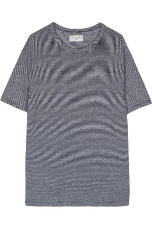 OFFICINE GENERALE Striped stretch-linen T-shirt