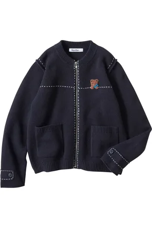 Familiar Bear-embroidered wool cardigan