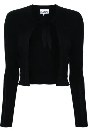 Ganni Ribbed tie-fastening cardigan