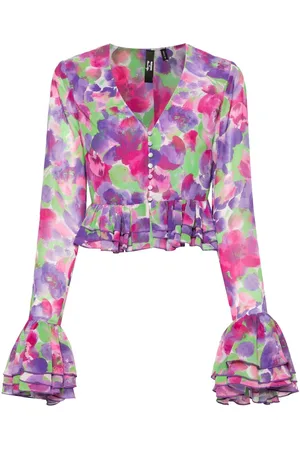 ROTATE Floral-print cropped blouse