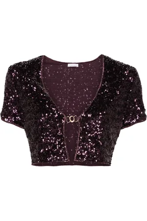 Oseree Sequinned cropped cardigan