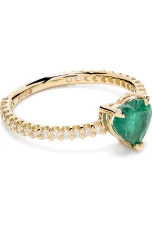 Shay 18kt yellow Zambian emerald and diamond pinky ring