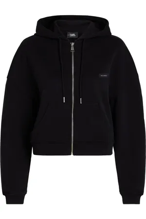 Karl Lagerfeld Logo patch zipped hoodie