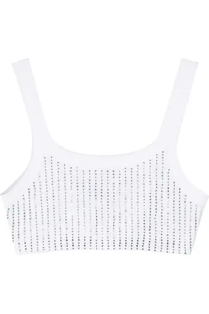 The Attico Rhinestoned cotton crop top