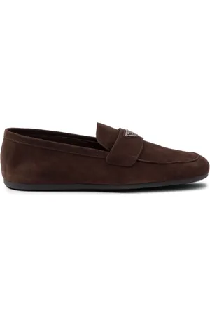Prada Triangle-logo suede loafers