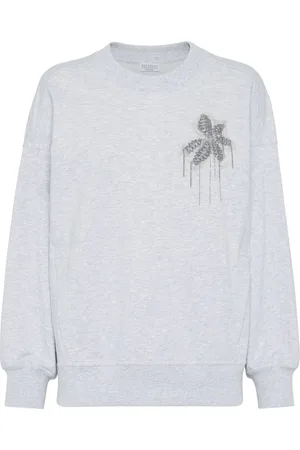 Brunello Cucinelli Bead-embellished stretch-cotton sweatshirt