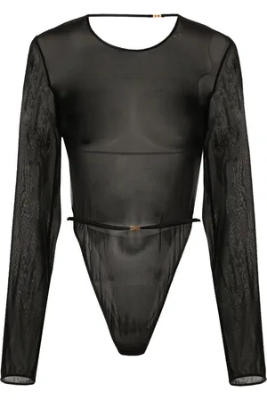 Saint Laurent Open-back crepe bodysuit