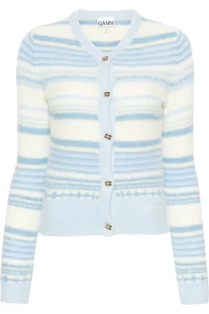 Ganni V-neck striped cardigan