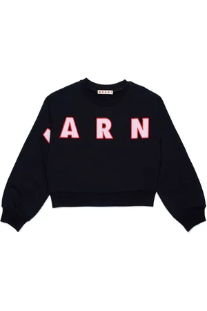 Marni Kids logo-embroidered cotton jumper - Orange