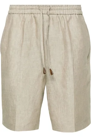 BRIONI Mid-rise linen bermuda shorts