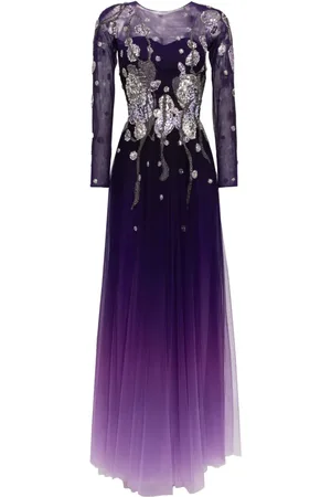 Saiid Kobeisy embroidered high-neck midi dress - Purple