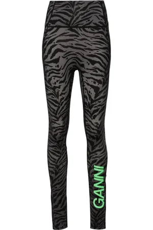 Ganni Zebra-print high-waisted leggings