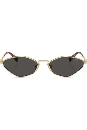 Miu Miu Logo-lettering geometric-frame sunglasses