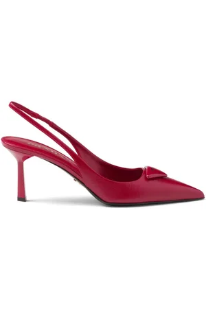 Prada Triangle-logo leather slingback pumps