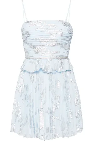 Self-Portrait Floral-embroidered chiffon minidress