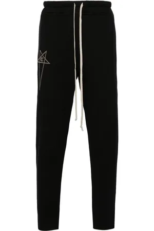 Rick Owens Motif-embroidered cotton track pants