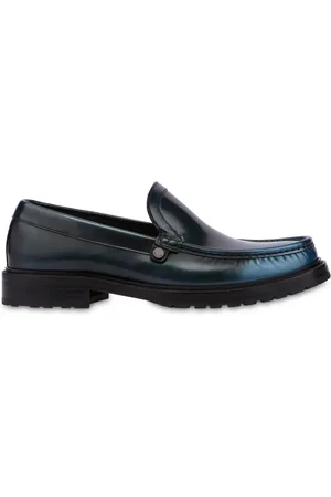 Moschino Faded-effect leather loafers